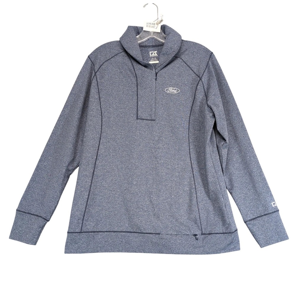 Ford Logo Cutter & Buck DryTec 1/4 Zip Pullover Jacket Womens XL Navy Golf Cars